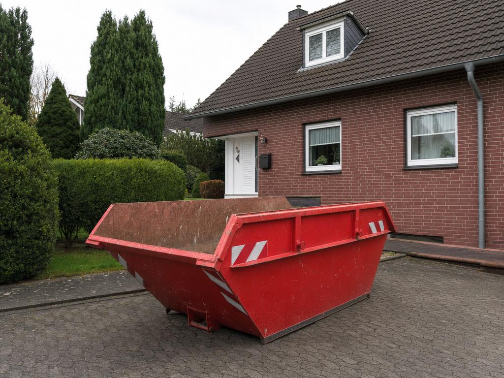 Mulde vor einem typischen Bünder Altbau aus der Tabakhaus-Zeit